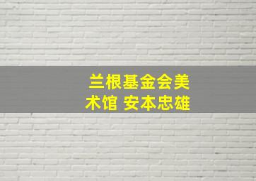 兰根基金会美术馆 安本忠雄